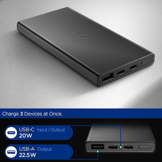 Spigen EA2210 Power Bank 10000mAh 22.5W with USB-A Port and USB-C Port Black