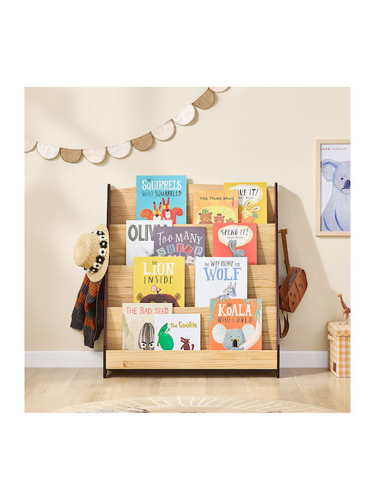 Kids Wooden Bookcase Gray 91x30x89cm