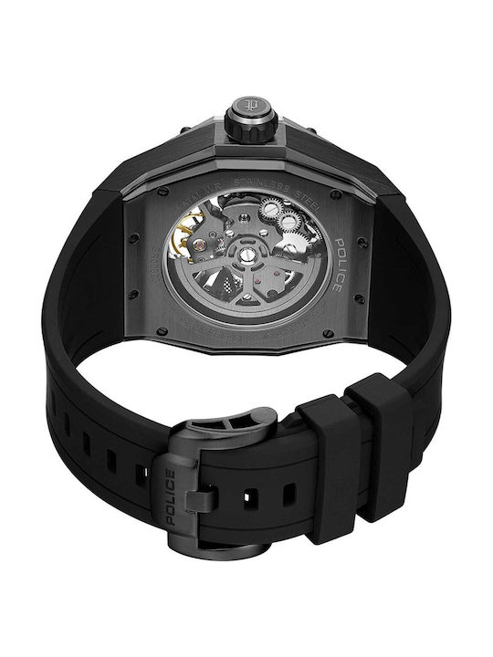 Police Dayton Men's Watch Automatic with Black Rubber Strap
