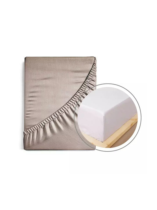 Borea Cearșaf King Size cu Elastic 180x200+40cm. Solid 22.Kaki