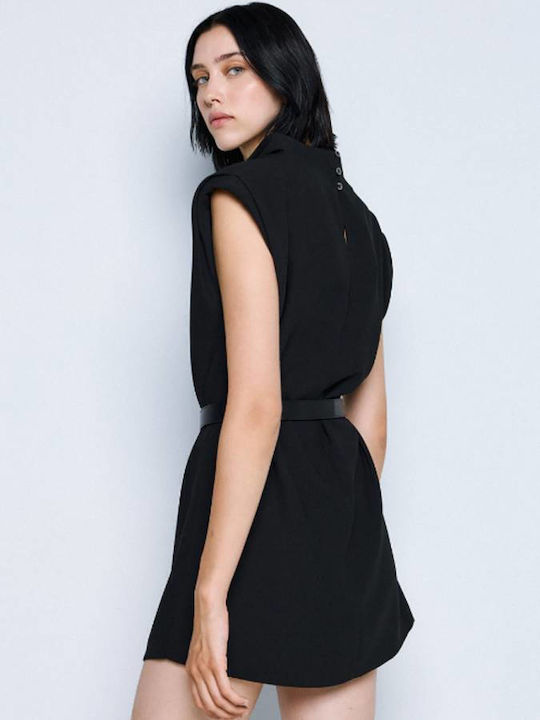 Sommer Mini Abendkleid Drapierung Schwarz 54-3050-Schwarz