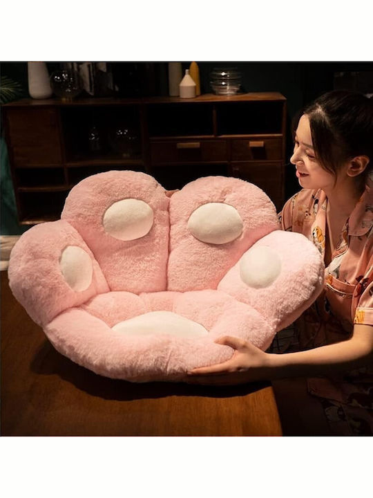 Decorative Pillow Flippy Cat Paw Pattern Plush Chair Sofa Floor 80 X 70 Cm Pink