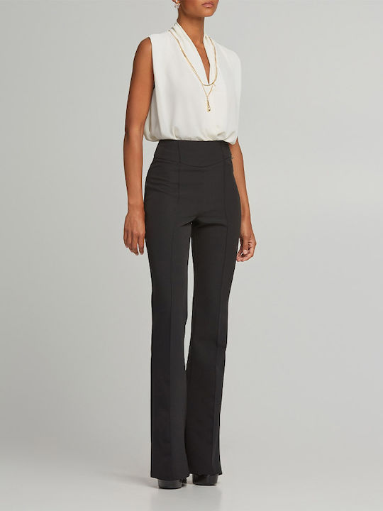 Women's High-waisted Fabric Trousers Flared Black