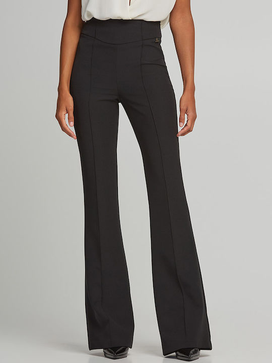 Women's High-waisted Fabric Trousers Flared Black