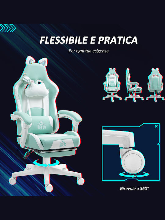 HomCom 921-794V00LB Gaming Chair with Adjustable Arms and Footrest White / Pink