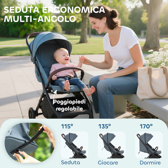 Aiyaplay Ρυθμιζόμενο Καρότσι Μωρού Kατάλληλο για Nεογέννητο Μπλε