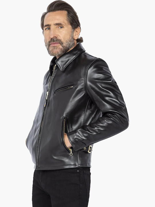 N.y.c Geacă Biker Din Piele Neagră