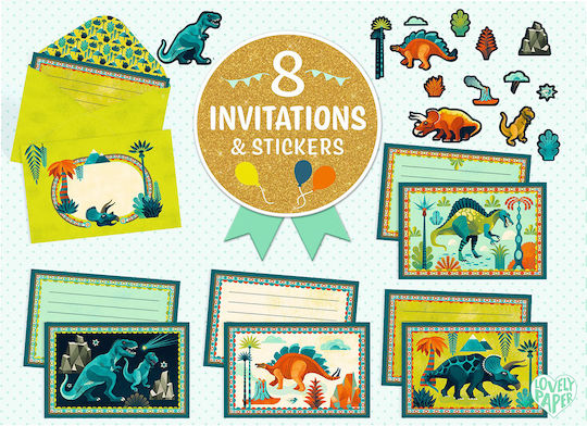 Djeco Invitation-Greeting Cards Dinosaurs
