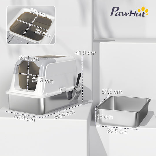 Pawhut Cat Toilet Closed White L60.4 x W40.4 x H41.8cm