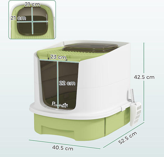 Pawhut Cat Toilet Closed Green L40.5 x W52.5 x H42.5cm
