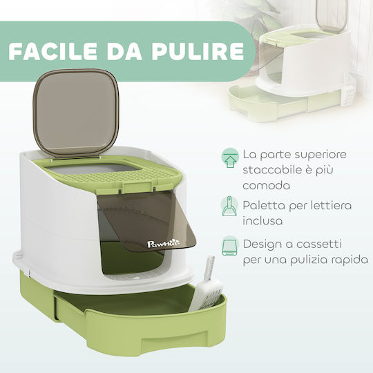 Pawhut Cat Toilet Closed Green L40.5 x W52.5 x H42.5cm