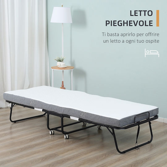 Klappbett mit Matratze 10cm Einzel Schwarz 200x90cm
