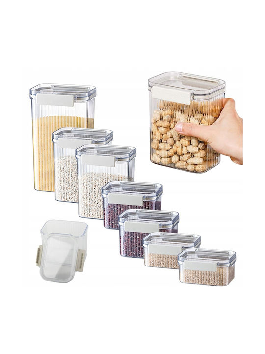 Verk Group Set of 7 Pieces Pasta / Cereal / Coffee / Tea Jars with Airtight Lid Plastic 1800ml 7 Pieces