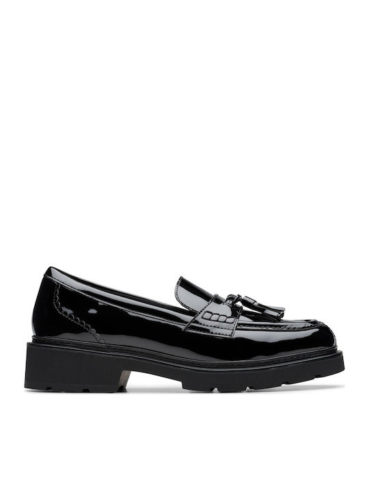 Clarks Tassel Patent Leather Women's Loafers in Black Color