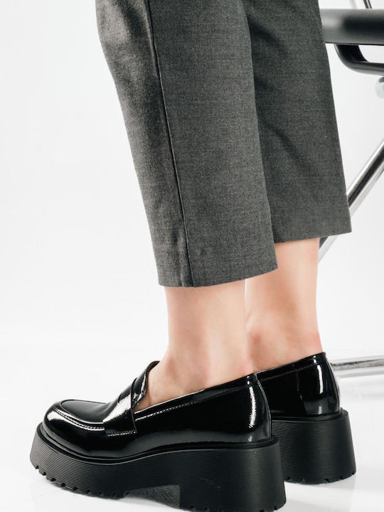 Patent Leather Women's Loafers in Black Color