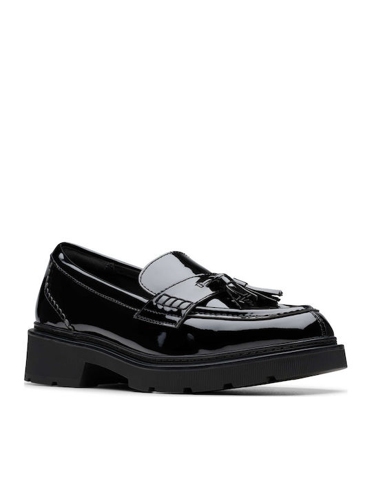 Tassel Patent Leather Women's Loafers in Black Color