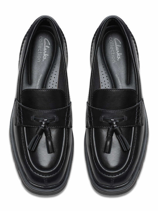 Tassel Leder Damen Loafers in Schwarz Farbe
