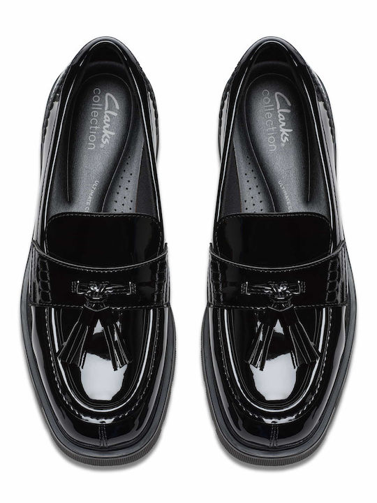 Tassel Patent Leather Women's Loafers in Black Color