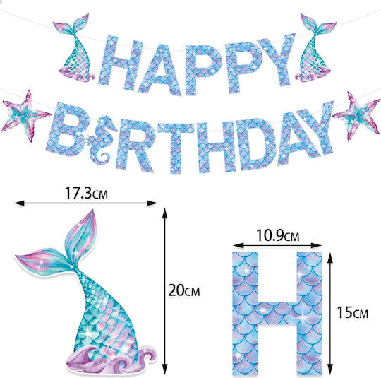 Banner Happy Birthday Sirenă Colecția Flippy Sirenă 17 Bucăți Multicolor