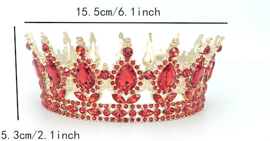 Diadem Flippy Alloy Crystals Accesoriu De Păr Petrecere De Ziua De Naștere Nuntă 15.5 X 5.3 Cm Roșu