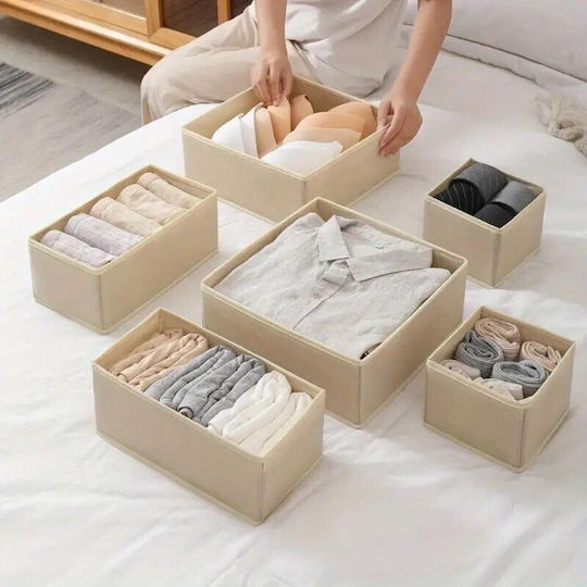 Stoff Schubladenorganisator für Socken / Unterwäsche / Krawatten in Weiß Farbe 6Stück