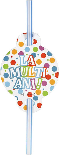Set 10 Straws Flippy Happy Birthday Collection 27 X 7 Cm Cardboard Plastic Multicolor