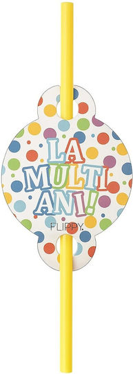 Set 10 Straws Flippy Happy Birthday Collection 27 X 7 Cm Cardboard Plastic Multicolor