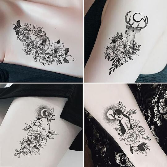 Set 30 Temporary Tattoos Flippy Water-based Design 1 Black