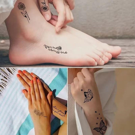 Set 30 Temporary Tattoos Flippy Water-based Design 1 Black