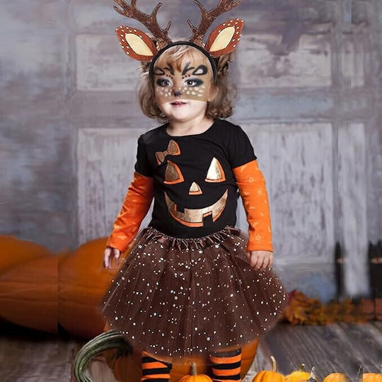 Temporary Face Sticker Flippy Makeup Face Art Halloween Theater Deer Pattern Brown