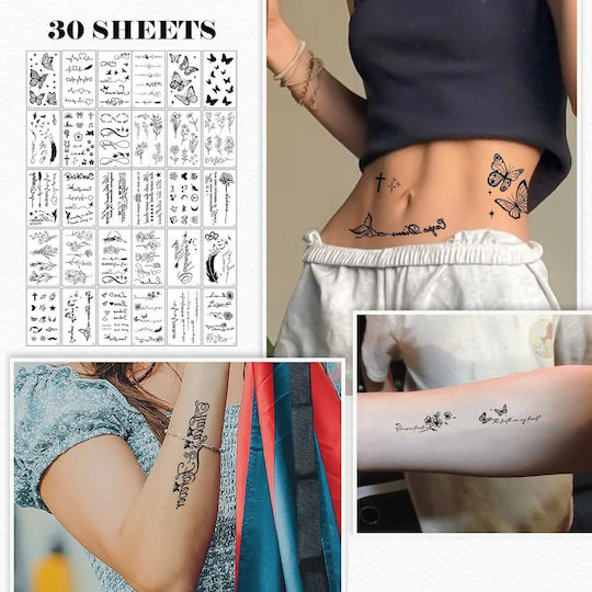 Set 30 Tatuaje Temporare Flippy Pe Bază de Apă Model 5 Negre