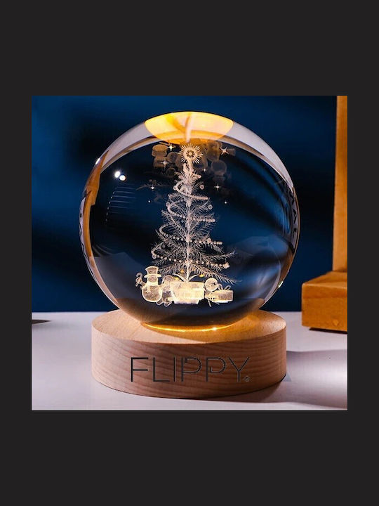 Crăciun Iluminată Ornamental Lampă facială cu Brazi Baterie 3x3cm 1buc