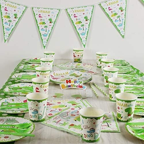 Set 20 Dinner-Servietten Flippy Dino Park Collection 17 X 17 Cm Papier Mehrfarbig
