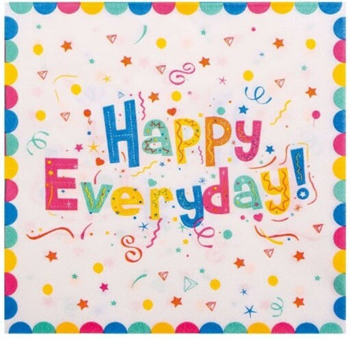 Set 20 Paper Napkins Flippy 33 X 33 Cm Happy Everyday Design Multicolor