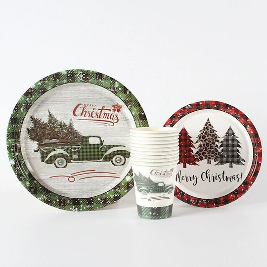 Set Weihnachtliche Teller Mehrfarbig Einweg D18cm. 10Stück