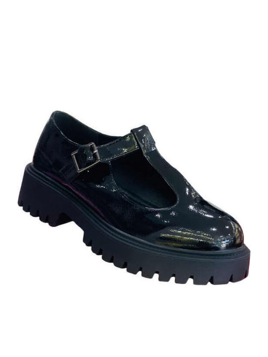 Patent Leather Ballerinas With strap Black