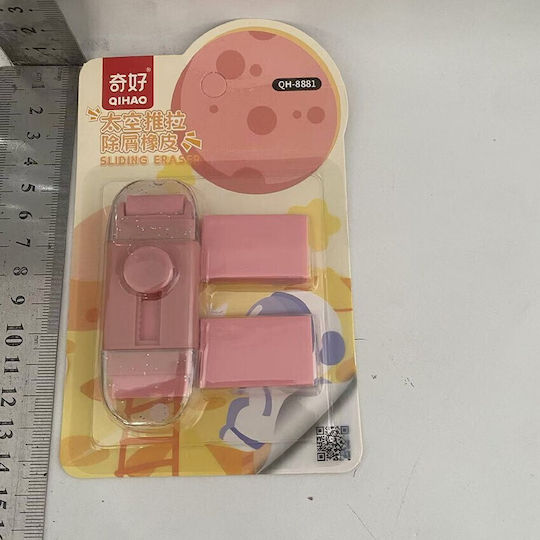 Retractable Eraser Flippy Astronaut Push-pull Model Students Push-type Eraser Two Replacement Erasers In Set Pink