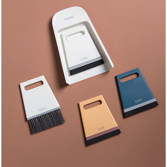 Mini Broom Dustpan Set Flippy Household Use Two Brushes Office Kitchen Home 19.5x13.8x3.6 Cm Blue