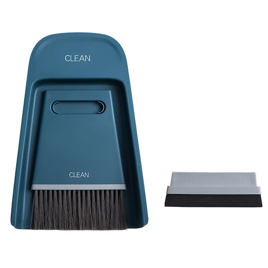 Mini Broom Dustpan Set Flippy Household Use Two Brushes Office Kitchen Home 19.5x13.8x3.6 Cm Blue