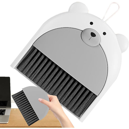 Комплект Метла И Лопатка Flippy Office Изработен От Пластмаса Модел Мечка 23.5 X 18 См Сив