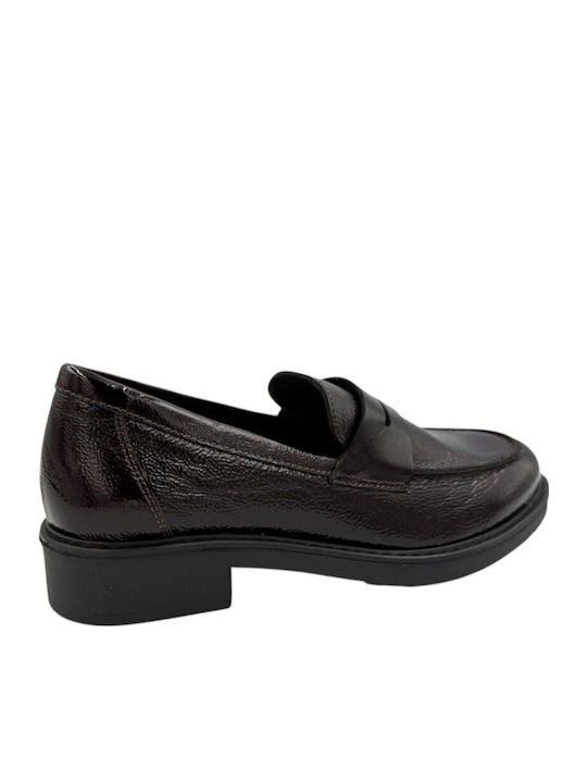 Lackleder Damen Mokassins in Burgundisch Farbe