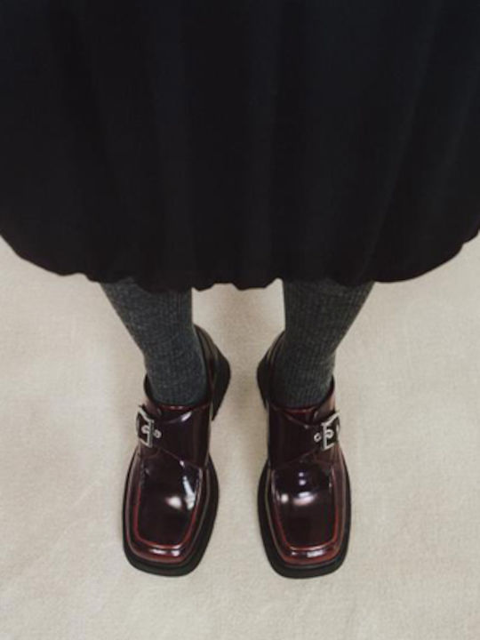Dorah Leather Pointed Toe Heels With Medium Burgundy Heel