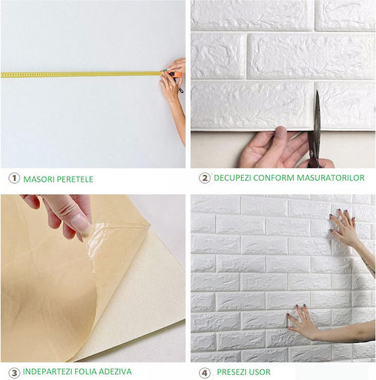 Set 10 Wall Stickers Flippy Self-adhesive 70 X 77 Cm 3.5 Mm Thickness 5.3 Sqm Coverage Pvc Brick Pattern Gray