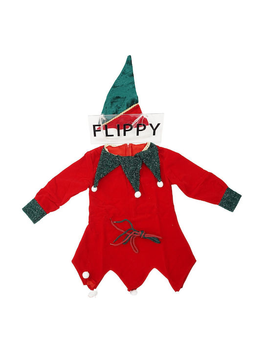 Costum De Crăciun Fete Elful Roșu Flippy Catifea 4 6 Ani