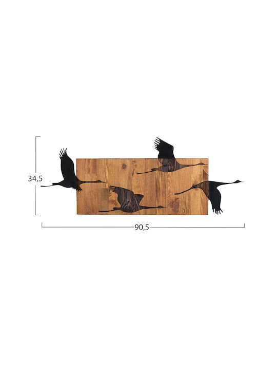 Homemarkt Wall Decor Birds Hm4812-leaves Metal Black-wood 90.5x3 Depth X34 5pcs