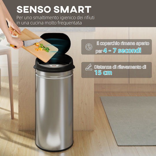 HomCom HomCom Mülleimer aus Inox mit Sensor 42l Silber