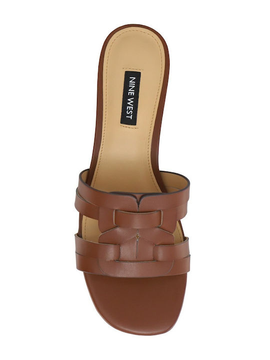 Gennie3 Mules with Chunky Low Heel in Tabac Brown Color