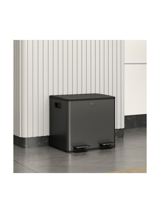 HomCom Waste Bin Recycling made of Stainless Steel Black 15lt 1pcs