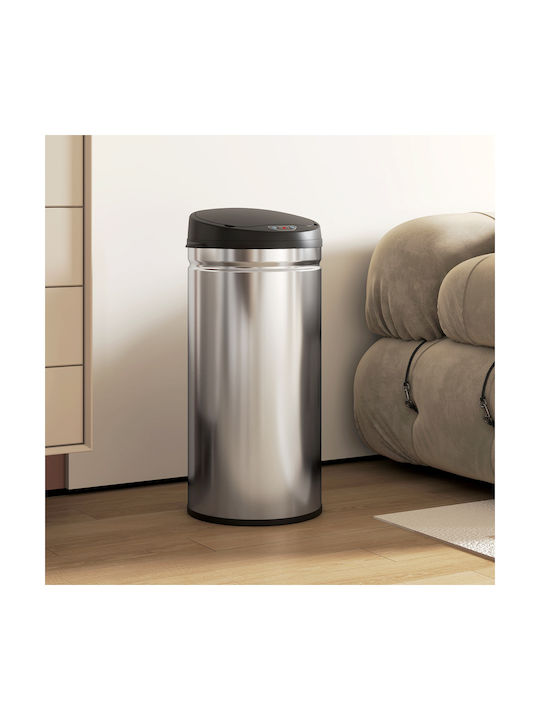 HomCom Waste Bin from Stainless Steel with Sensor Black 42lt