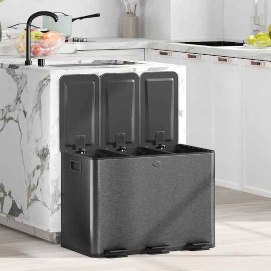 HomCom HomCom Recycling Bin from Inox Steel with Pedal 20L Black